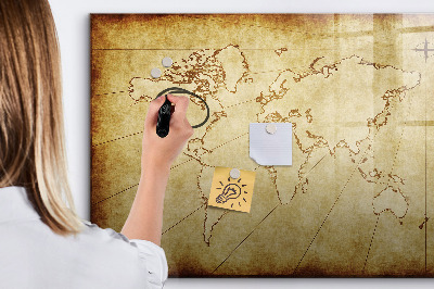 Lavagna magnetica scrivibile Una mappa del mondo con ricordi personali