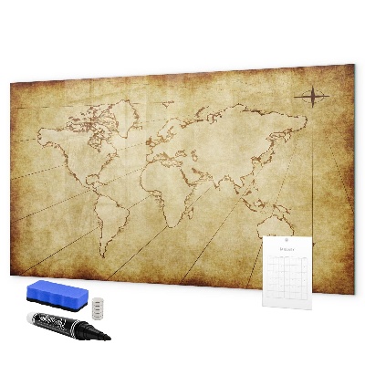 Lavagna magnetica scrivibile Una mappa del mondo con ricordi personali