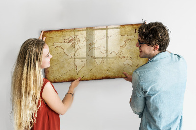 Lavagna magnetica scrivibile Una mappa del mondo con ricordi personali