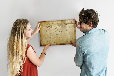 Lavagna magnetica scrivibile Una mappa del mondo con ricordi personali