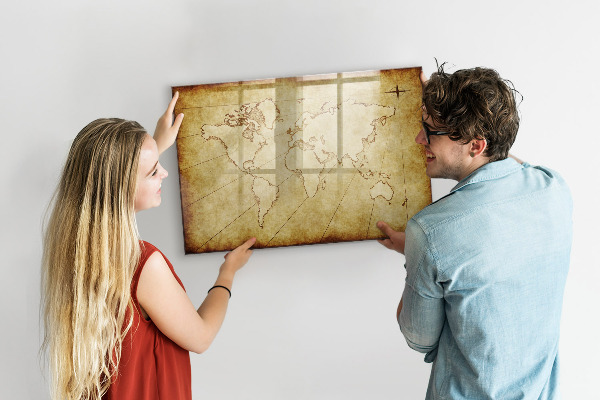 Lavagna magnetica scrivibile Una mappa del mondo con ricordi personali