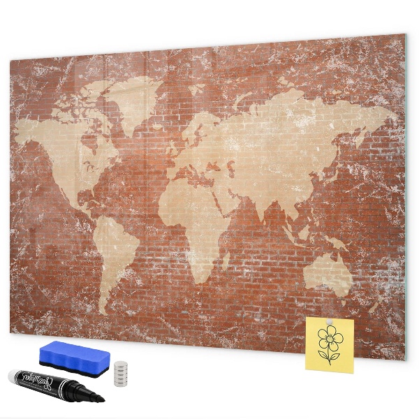 Lavagna magnetica scrivibile Mappa del mondo con indicazione delle posizioni delle foto
