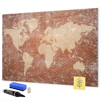 Lavagna magnetica scrivibile Mappa del mondo con indicazione delle posizioni delle foto