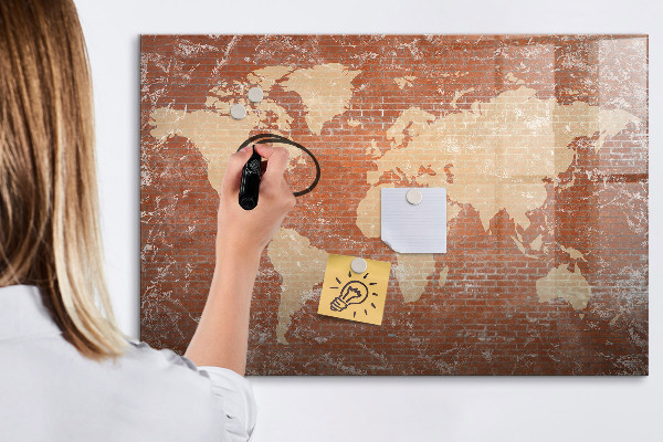 Lavagna magnetica scrivibile Mappa del mondo con indicazione delle posizioni delle foto
