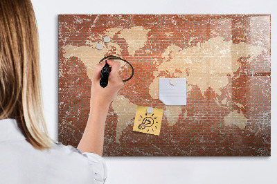 Lavagna magnetica scrivibile Mappa del mondo con indicazione delle posizioni delle foto