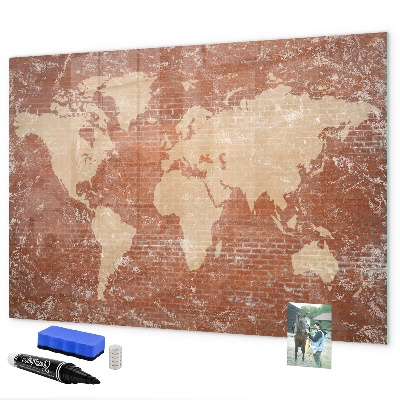 Lavagna magnetica scrivibile Mappa del mondo con indicazione delle posizioni delle foto