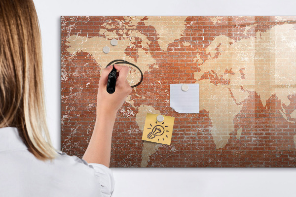 Lavagna magnetica scrivibile Mappa del mondo con indicazione delle posizioni delle foto