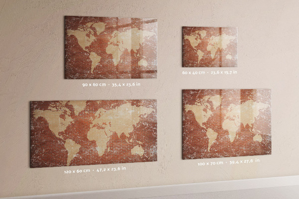 Lavagna magnetica scrivibile Mappa del mondo con indicazione delle posizioni delle foto