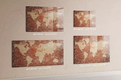 Lavagna magnetica scrivibile Mappa del mondo con indicazione delle posizioni delle foto