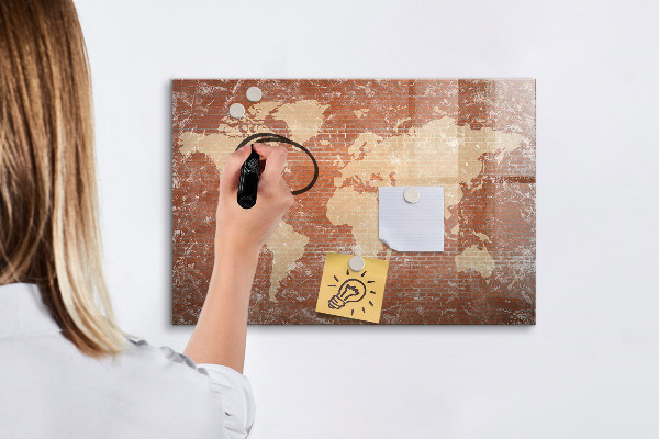 Lavagna magnetica scrivibile Mappa del mondo con indicazione delle posizioni delle foto