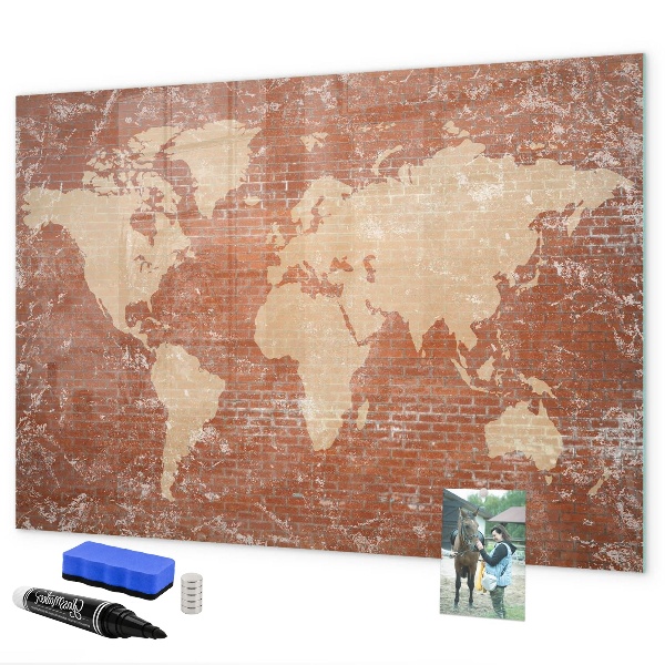 Lavagna magnetica scrivibile Mappa del mondo con indicazione delle posizioni delle foto