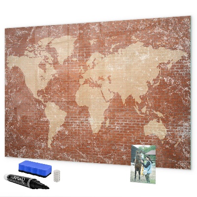 Lavagna magnetica scrivibile Mappa del mondo con indicazione delle posizioni delle foto