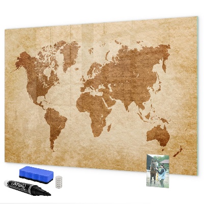 Lavagna magnetica con pennarelli Una mappa del mondo con i luoghi della memoria
