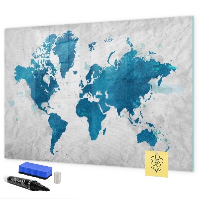 Lavagna magnetica scrivibile Mappa del mondo con foto personali