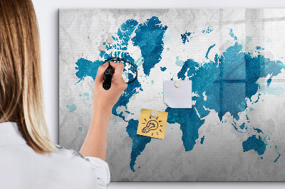 Lavagna magnetica scrivibile Mappa del mondo con foto personali