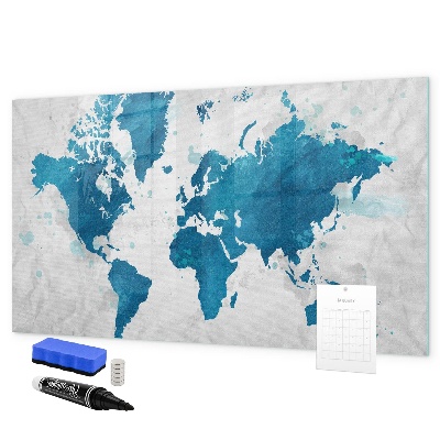 Lavagna magnetica scrivibile Mappa del mondo con foto personali