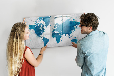 Lavagna magnetica scrivibile Mappa del mondo con foto personali