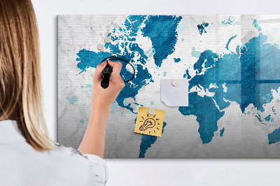Lavagna magnetica scrivibile Mappa del mondo con foto personali