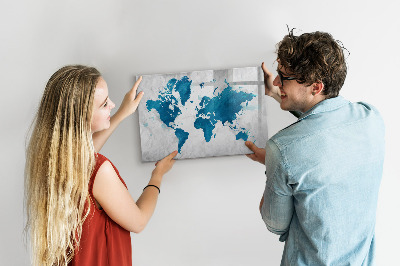 Lavagna magnetica scrivibile Mappa del mondo con foto personali