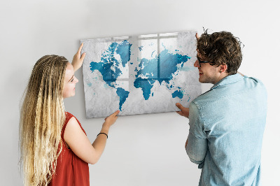 Lavagna magnetica scrivibile Mappa del mondo con foto personali