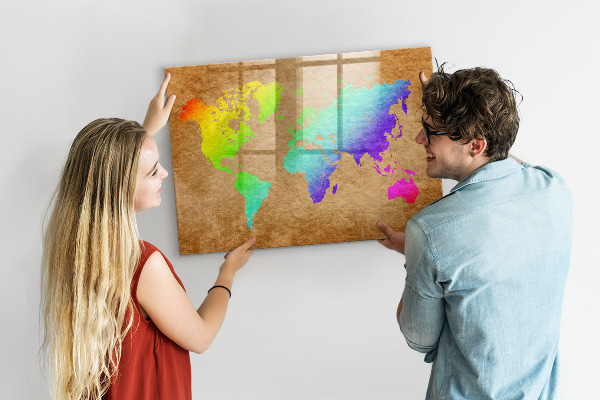 Lavagna magnetica con pennarelli Mappa colorata con punti fotografici