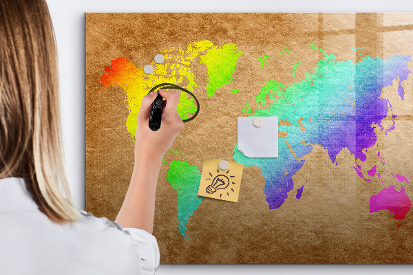 Lavagna magnetica con pennarelli Mappa colorata con punti fotografici