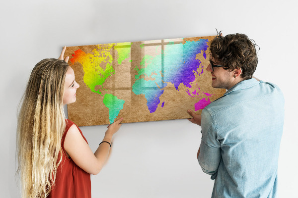 Lavagna magnetica con pennarelli Mappa colorata con punti fotografici
