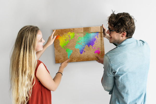 Lavagna magnetica con pennarelli Mappa colorata con punti fotografici