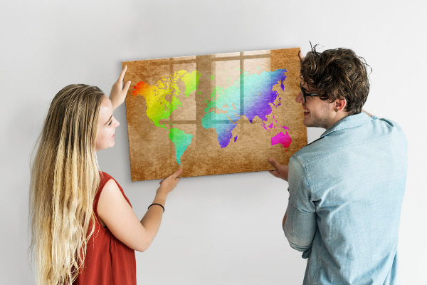 Lavagna magnetica con pennarelli Mappa colorata con punti fotografici
