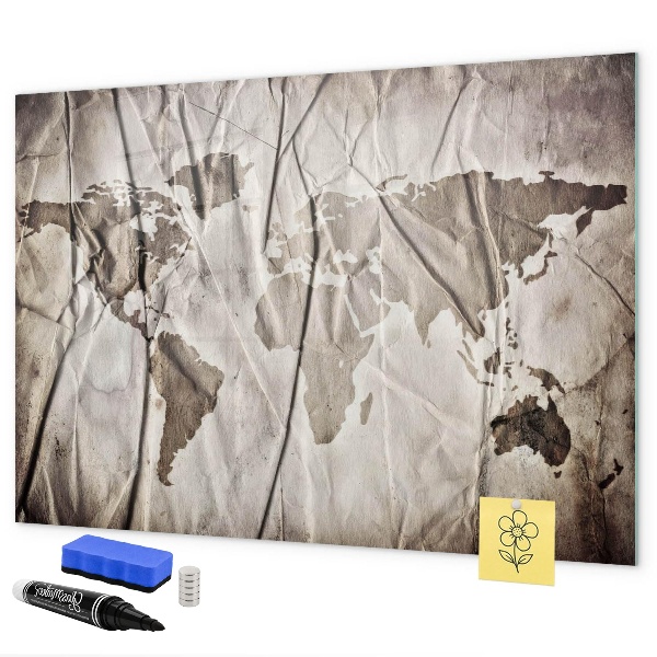 Lavagna magnetica con pennarelli Mappa del mondo con foto e accessori