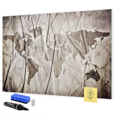 Lavagna magnetica con pennarelli Mappa del mondo con foto e accessori