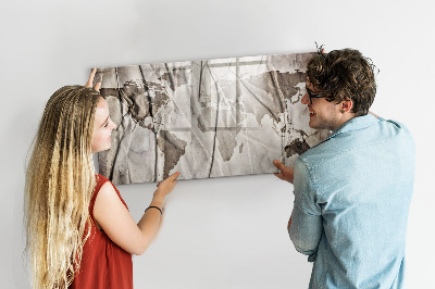 Lavagna magnetica con pennarelli Mappa del mondo con foto e accessori