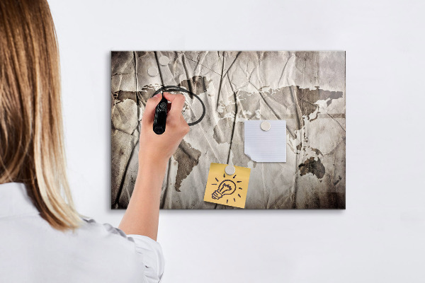 Lavagna magnetica con pennarelli Mappa del mondo con foto e accessori