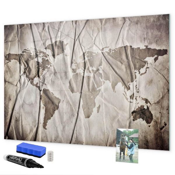 Lavagna magnetica con pennarelli Mappa del mondo con foto e accessori