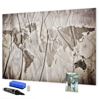 Lavagna magnetica con pennarelli Mappa del mondo con foto e accessori