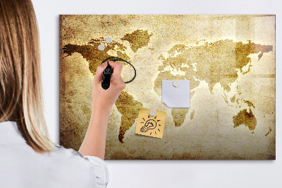 Lavagna magnetica con pennarelli Una mappa del mondo con ricordi personali