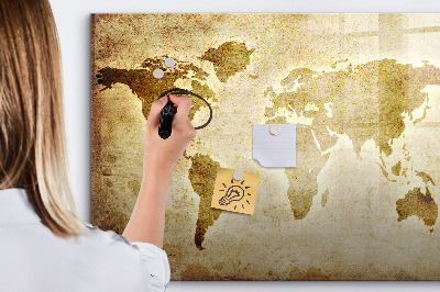 Lavagna magnetica con pennarelli Una mappa del mondo con ricordi personali