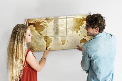 Lavagna magnetica con pennarelli Una mappa del mondo con ricordi personali
