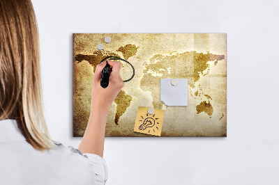Lavagna magnetica con pennarelli Una mappa del mondo con ricordi personali