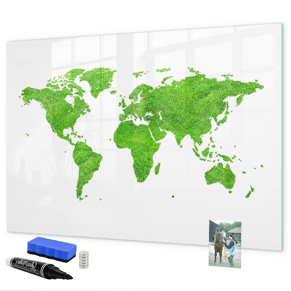 Lavagna magnetica scrivibile Mappa verde con punti fotografici