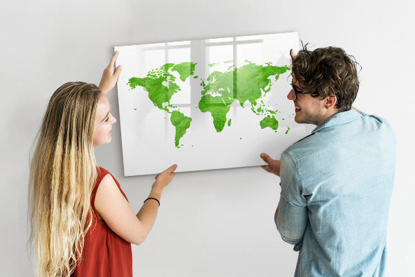 Lavagna magnetica scrivibile Mappa verde con punti fotografici