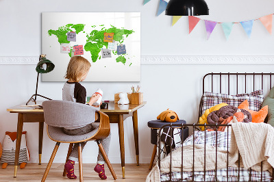 Lavagna magnetica scrivibile Mappa verde con punti fotografici