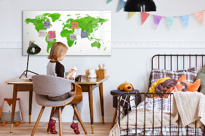 Lavagna magnetica scrivibile Mappa verde con punti fotografici