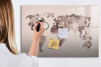 Lavagna magnetica con pennarelli Una mappa del mondo con ricordi personali