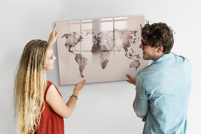 Lavagna magnetica con pennarelli Una mappa del mondo con ricordi personali
