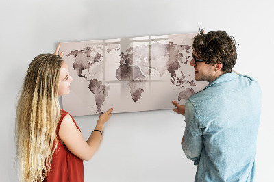 Lavagna magnetica con pennarelli Una mappa del mondo con ricordi personali