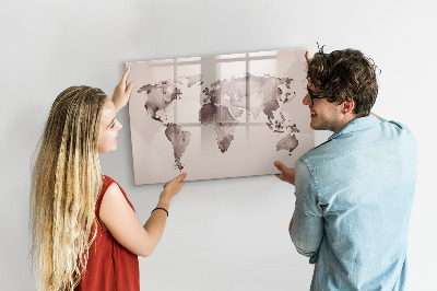 Lavagna magnetica con pennarelli Una mappa del mondo con ricordi personali