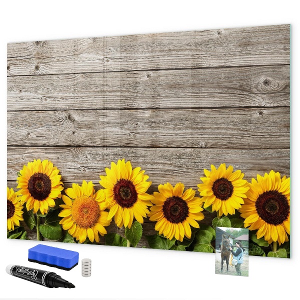 Lavagna magnetica scrivibile Tavola creativa con fiori di girasole