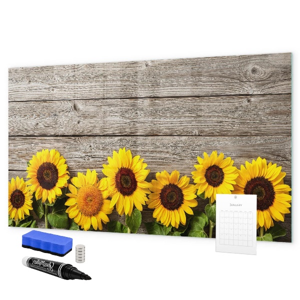 Lavagna magnetica scrivibile Tavola creativa con fiori di girasole