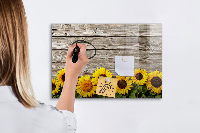 Lavagna magnetica scrivibile Tavola creativa con fiori di girasole